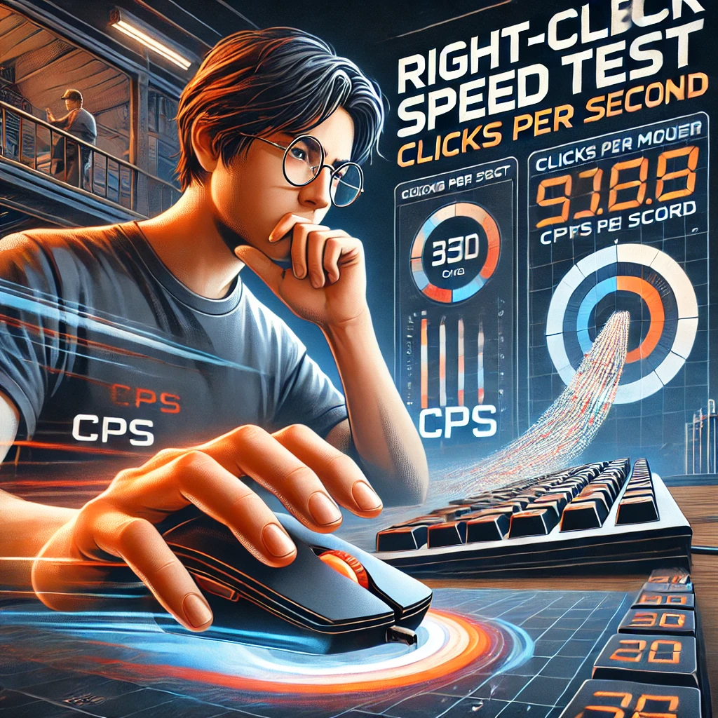 User participating in a right-click speed test challenge with high CPS scores.