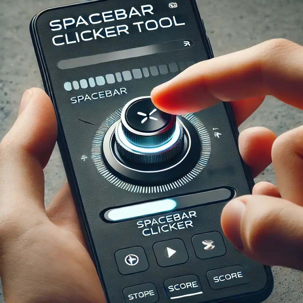 : Spacebar clicker tool being used on a mobile device, showcasing its compatibility and ease of use.